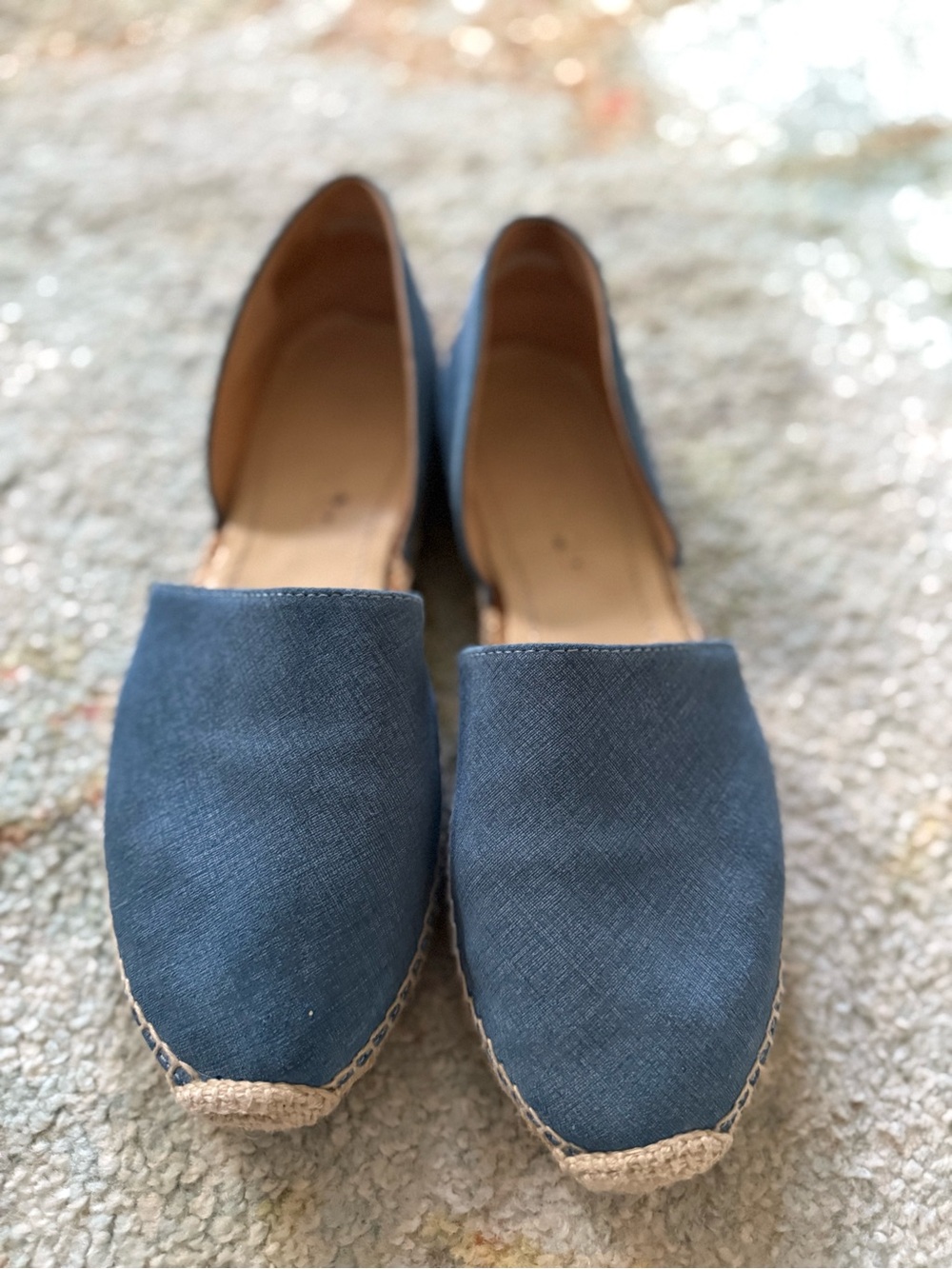 Jimmy Choo Dreya D’Orsay Espadrilles Flats Size 40 In Blue Denim Chambray